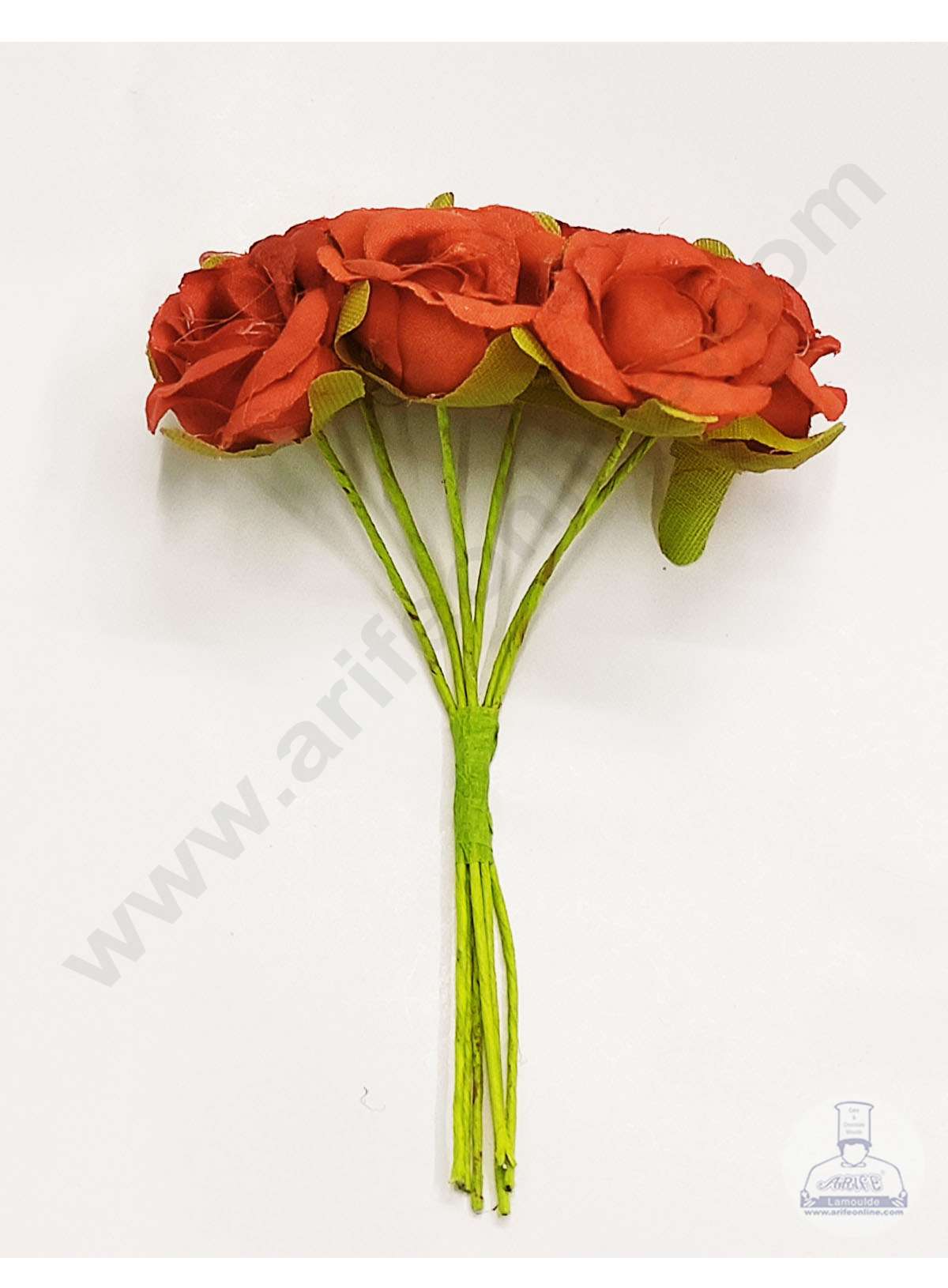 Cake Decor™ Small Rose Artificial Flower Bunch For Cake Decoration – Red ( 1 Bunch )