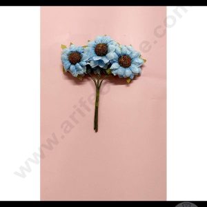 Cake Decor™  Small Sunflower Artificial Flower Bunch For Cake Decoration – Blue( 6 pc pack )