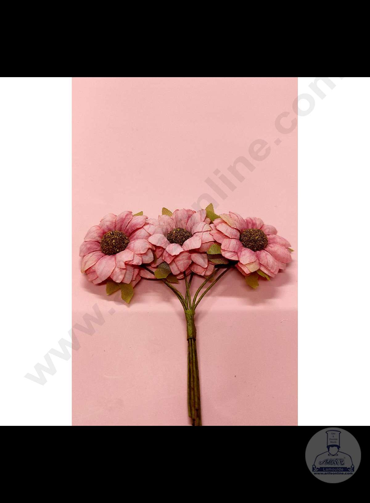 Cake Decor™ Small Sunflower Artificial Flower Bunch For Cake Decoration – Pink( 6 pc pack )