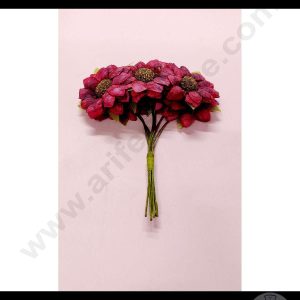 Cake Decor™  Small Sunflower Artificial Flower Bunch For Cake Decoration – Red( 6 pc pack )