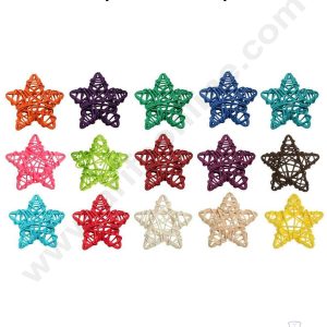 Cake Decor™ Star Shape Natural Wooden Kane Rattan For Decoration – Multi Color( 10 pc pack )