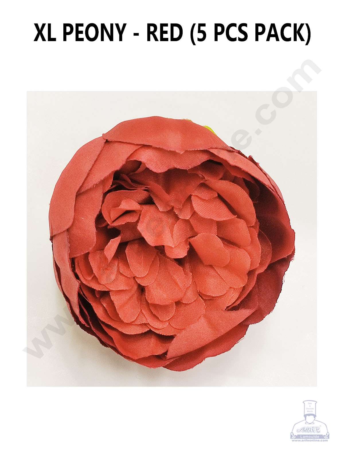 Cake Decor™ XL Peony Artificial Flower For Cake Decoration – Red ( 5 pc pack )