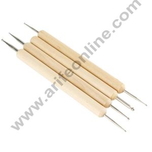 Cake Decor  Wooden Handle Carving Tool Set Pack of 4 Ball Stylus Polymer Clay Pottery Ceramics Sculpting Modeling Tools