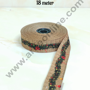 CAKE DECOR™ 1 Roll Christmas Theme Ribbons- Brown Color   | Gift Wrapping | Hamper Dec (SBR-CH-P22)oration