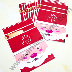 Cake Decor ™ Big Red Color Christmas Theme Cookie pouch Plastic Drawstring Bag Treat With Ribbon | Design - 12 | Pack of 10 | (23cm X 15cm)