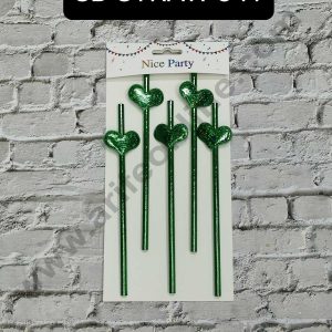CAKE DECOR™ 5pcs Green Heart Straw Topper For Cake Decoration( SB-STRAW-341-HGreen )
