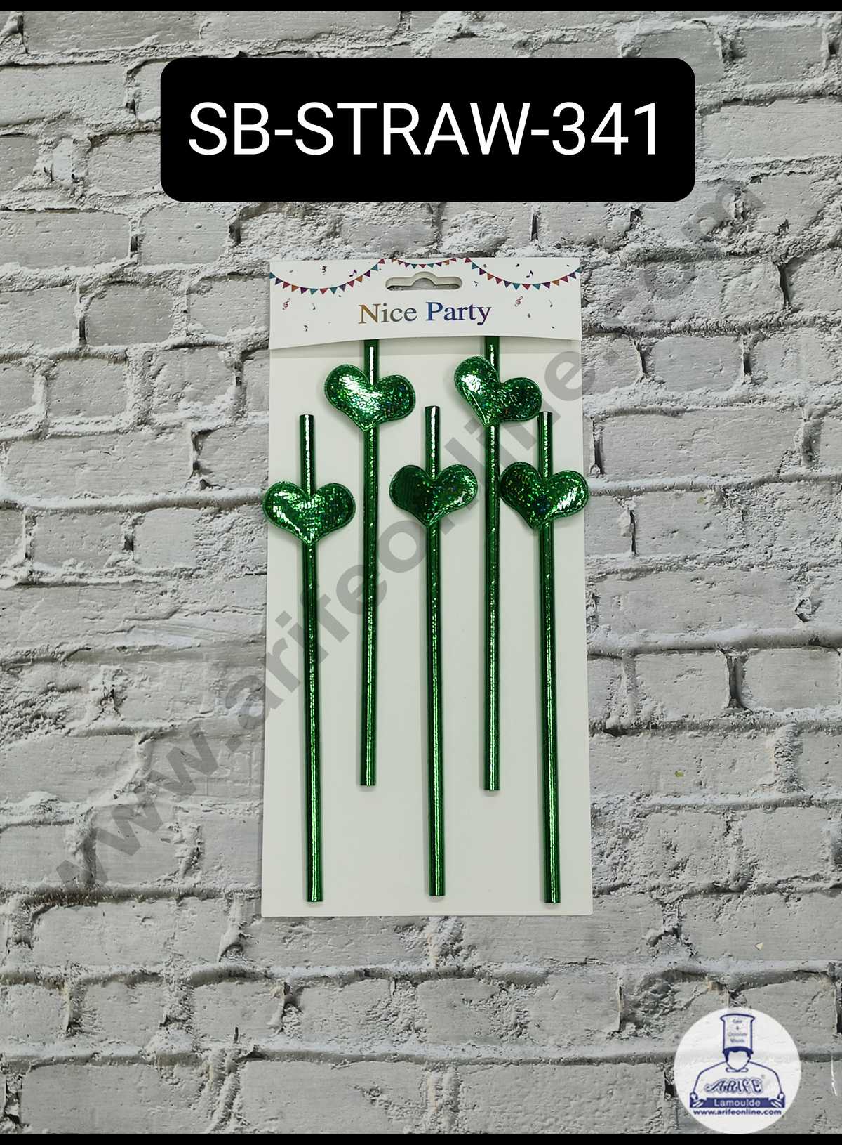 CAKE DECORβ’ 5pcs Green Heart Straw Topper For Cake Decoration( SB-STRAW-341-HGreen )