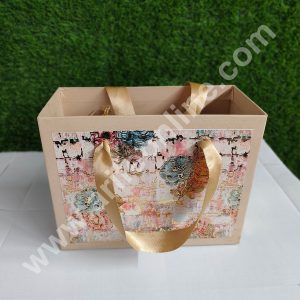 CAKE DECOR™ Cream Floral Design Fancy Hamper Bag For for Birthday, Wedding, Celebrations, Party, Christmas Gifts (1 Pc Pack)