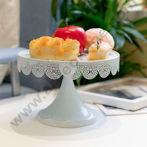 Cake Decor White Metal fancy Cake Pop display Stand (12in Diameter x 6.5in Height)