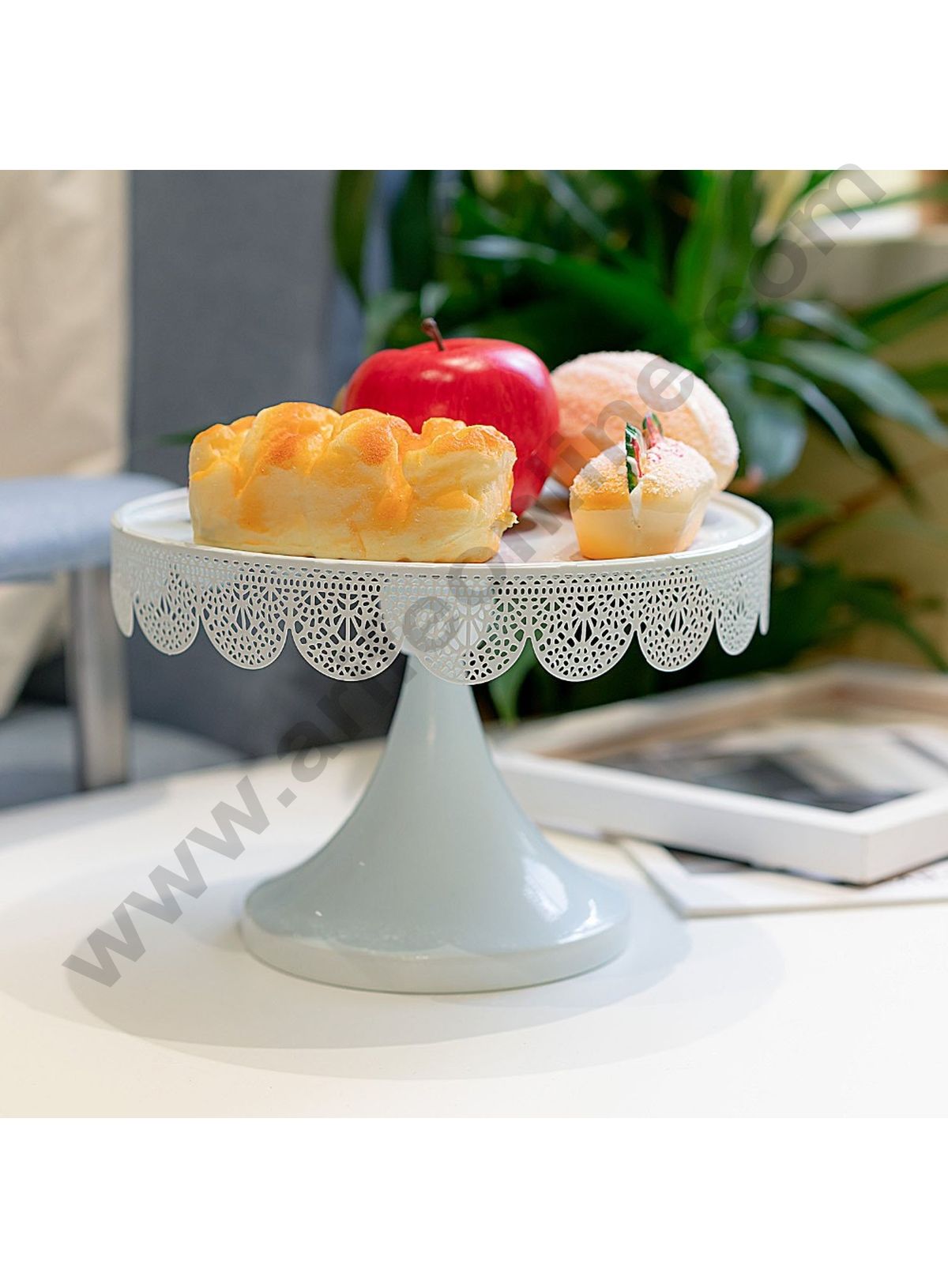 Cake Decor White Metal fancy Cake Pop display Stand (12in Diameter x 6.5in Height)