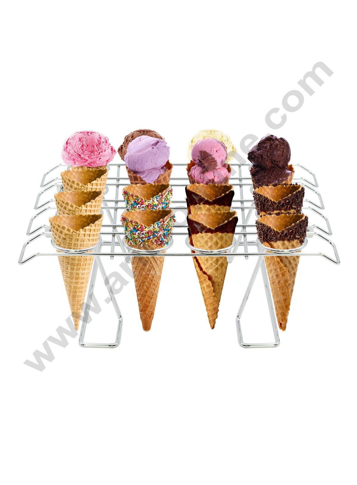 Cake Decor Stainless Steel Ice Cream Cone Rack 16 Slots Ice Cream Displaying