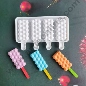 CAKE DECORβ’ 4 Cavity Multi Hexagon / Honeycomb Silicone Popsicle And Cakesicle Molds Easy Ice Cream Bar Mould ( SB-D0523 / LBM760 )