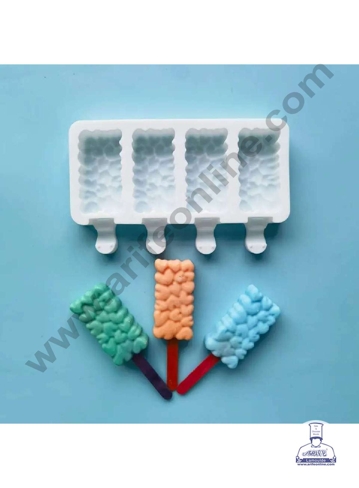CAKE DECORβ’ 4 Cavity Multi Hearts Silicone Popsicle And Cakesicle Molds Easy Ice Cream Bar Mould ( SB-D0556 )