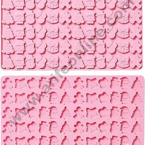 CAKE DECOR™ 72 Cavity Mini Christmas Theme Silicon Chocolate Mould with Mini Santas, Tree, SnowMan, Chocolate Jelly dessert Mould (LBM980)
