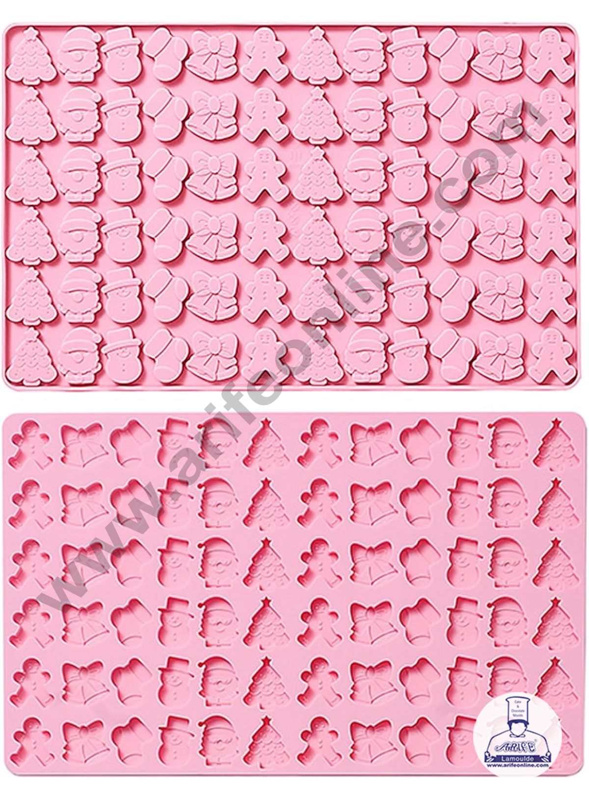 CAKE DECORβ’ 72 Cavity Mini Christmas Theme Silicon Chocolate Mould with Mini Santas, Tree, SnowMan, Chocolate Jelly dessert Mould (LBM980)