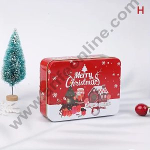 Cake Decor ™ Merry Christmas Tins Rectangle Shape - 03 | Rectangle Storage Containers Tins | 1 Pc Pack