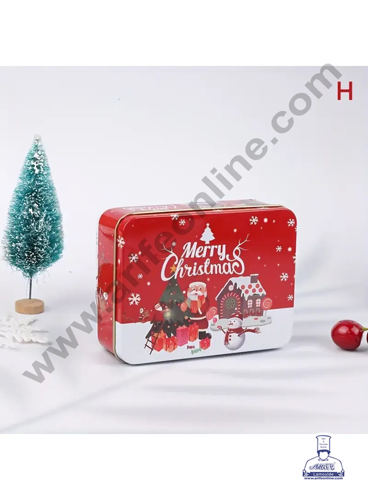 Cake Decor β’ Merry Christmas Tins Rectangle Shape - 03 | Rectangle Storage Containers Tins | 1 Pc Pack