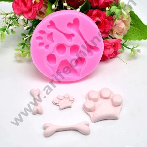 CAKE DECOR™ Silicon 4 Cavity Dog Paw Bone Fondant Gumpaste Mould Marzipan Mould SBSP-DogPaw