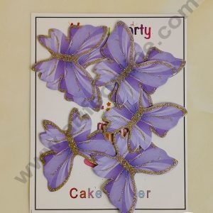 CAKE DECORβ’ 10 Pc Dark Purple Glitter Colour Butterfly Paper Topper For Cake And Cupcake Decoration
