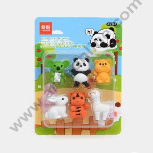 6 Piece Cute Forest Rubber Eraser Topper | Koala, Panda, Rabbit, Sheep, Tiger, Bear  Rubber Cake Topper - CAKE DECOR™