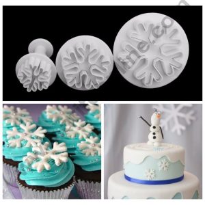 Cake Decor 3pcs Snowflake Plunger Cutters Fondant Tool