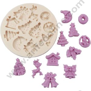 CAKE DECOR™ 11 Cavity Christmas Theme Silicone Fondant Mold Silicon Marzipan Mould SBSP-DYF7102