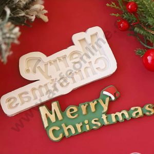 CAKE DECOR™  Silicon 1 Cavity Merry Christmas with Santa Claus Cap Fondant Clay Marzipan Cake Decoration Mould SBSP-DYF7206