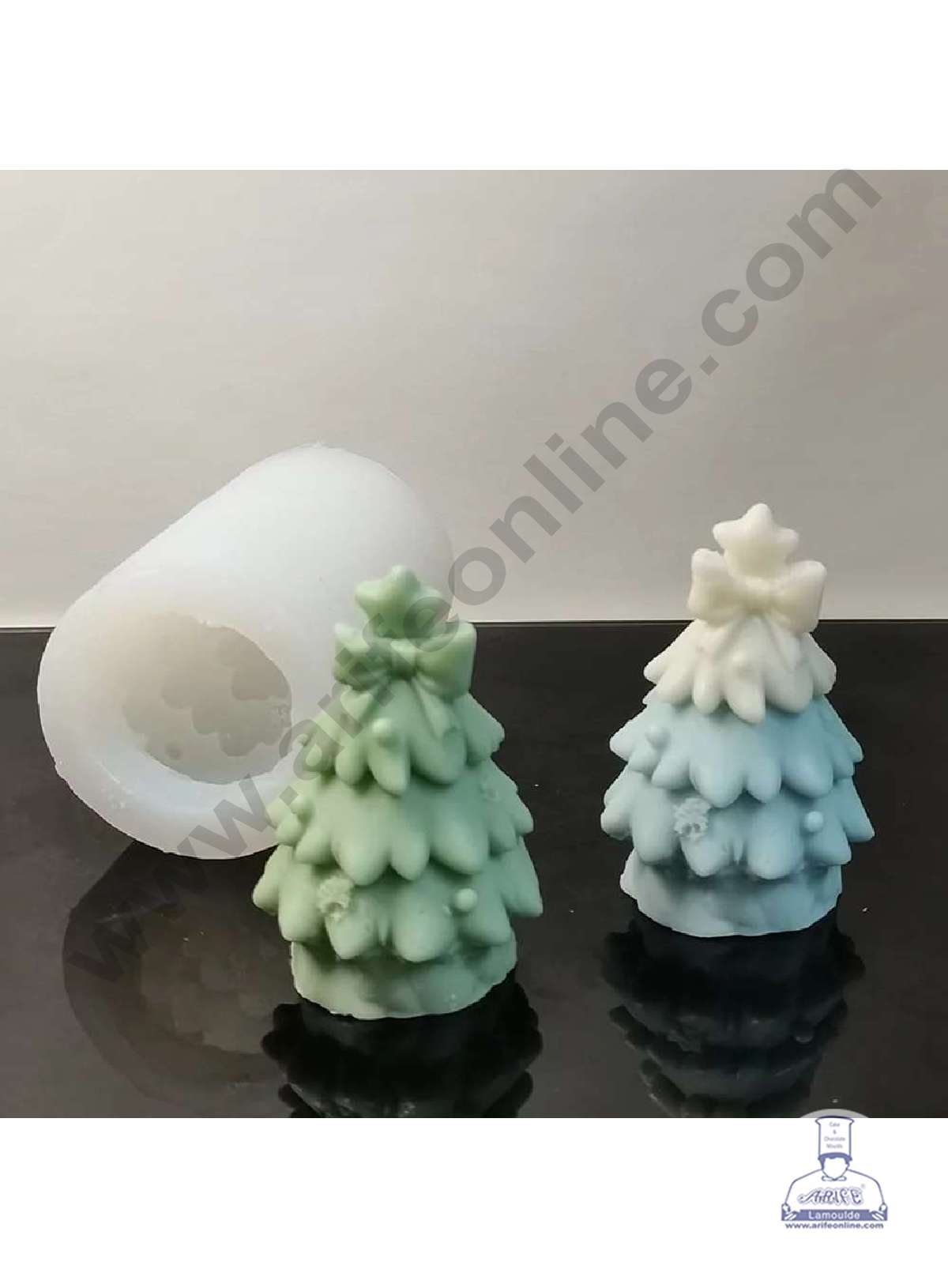 CAKE DECORβ’ 3D Silicon 1 Cavity Christmas Tree With Bow Design Silicon Candle Mould, Silicon Soap Mould, Handmade Decorative Soap Ornament Making SBSP-DYF7239