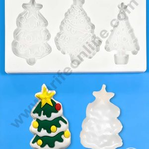 CAKE DECOR™ Silicon 3 Cavity Christmas Tree Silicon Chocolate Mould Jelly Mould SBCM-DYF7255