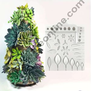 CAKE DECOR™ Silicon 31 Cavity Succulents Flower, Petal, Leaf Silicon Chocolate Mould Jelly Mould SBCM-DYF7276