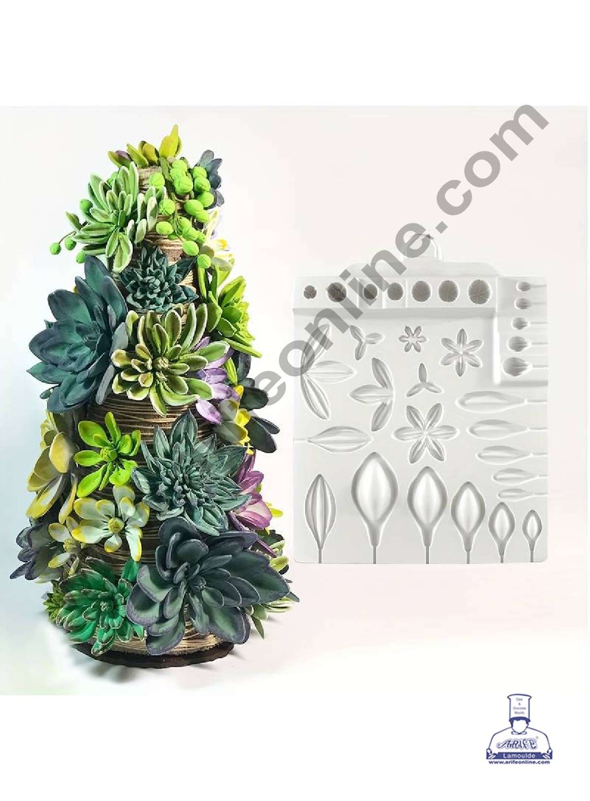 CAKE DECORβ’ Silicon 31 Cavity Succulents Flower, Petal, Leaf Silicon Chocolate Mould Jelly Mould SBCM-DYF7276