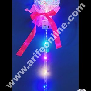 Cake Decor Plastic LED Light Cake Topper Balloon With Ribbon For Cake Decoration - Dark Pink