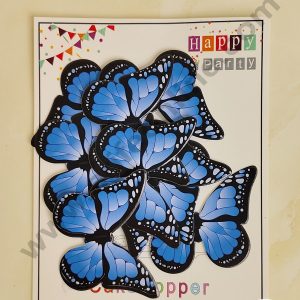 CAKE DECORβ’ 10 Pcs Dark Blue Floral Picks Butterfly With Black Outlines Paper Topper For Cake And Cupcake