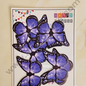 CAKE DECORβ’ 10 Pcs Dark Purple Floral Picks Butterfly With Black Outlines Paper Topper For Cake And Cupcake