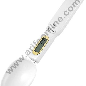 Cake Decor Adjustable Digital Spoon Scale Electronic Measuring Kitchen Spoon with large LCD Display 1g to 500g (White)