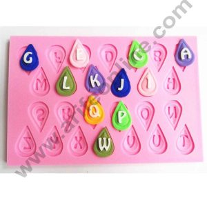 Cake Decor Silicon 26 Cavity Water Drops Alphabets Silicone Fondant Mould Marzipan Mould