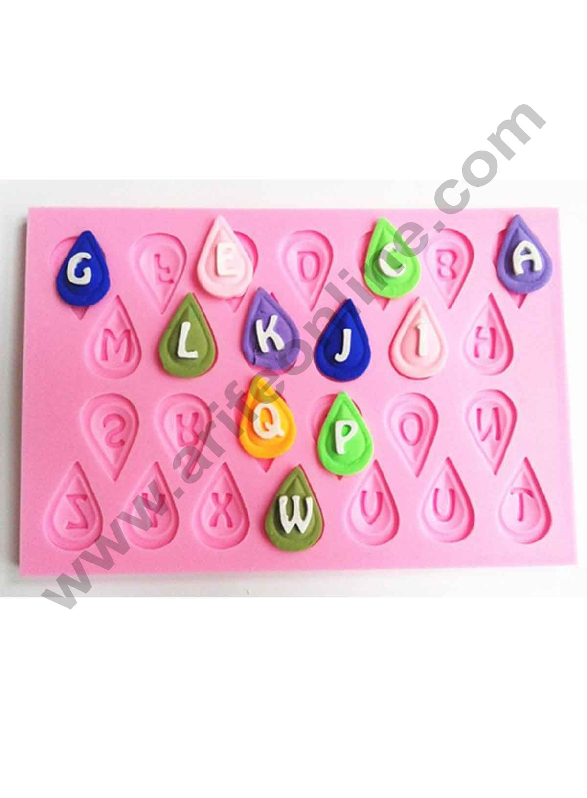 Cake Decor Silicon 26 Cavity Water Drops Alphabets Silicone Fondant Mould Marzipan Mould