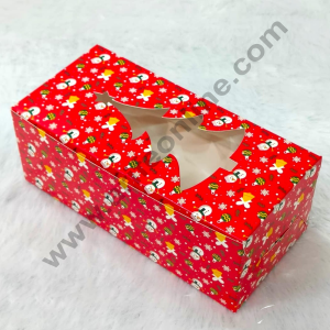 CAKE DECORβ’ Red Christmas Theme Plum Cake Box Tree Cutout Window, Plum Carriers - Big (10 Pcs Pack) 500 g