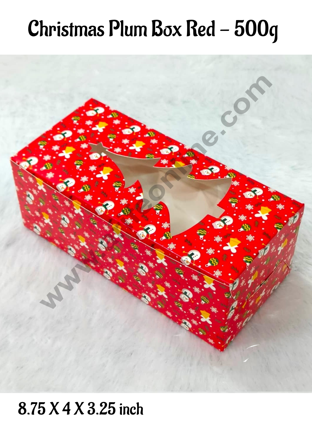 CAKE DECORβ’ Red Christmas Theme Plum Cake Box Tree Cutout Window, Plum Carriers - Big (10 Pcs Pack) 500 g