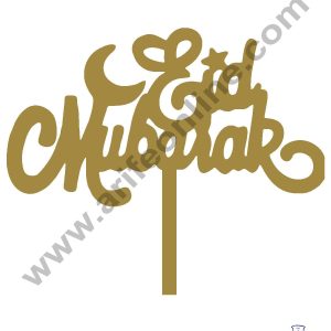 Cake Decor Mirror Shimmer Shining Acrylic Cake Topper Eid Mubarak With Star