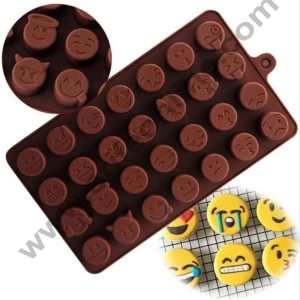 Cake Decor Silicon 28 Cavity Smiley Faces Brown Chocolate Mould, Ice Mould, Chocolate Decorating Mould