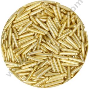 CAKE DECOR™ Sugar Candy - Gold Rod Jimmies Sprinkles and Candy 100 Gms