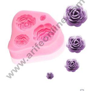 Cake Decor Silicone 3 Cavity Rose Shape Fondant Marzipan Mould