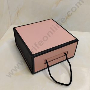 CAKE DECOR™ Peach Black Folding Hard Hamper Box With Handle | Gift Box | Present Box - 1 Pc