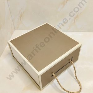 CAKE DECOR™ Gold Beige Folding Hard Hamper Box With Handle | Gift Box | Present Box - 1 Pc
