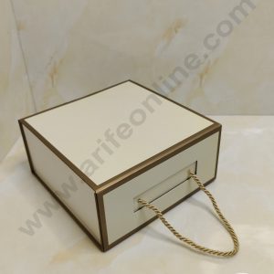 CAKE DECORβ’ Beige Gold Folding Hard Hamper Box With Handle | Gift Box | Present Box - 1 Pc