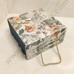 CAKE DECORβ’ Blue Floral Folding Hard Hamper Box With Handle | Gift Box | Present Box - 1 Pc