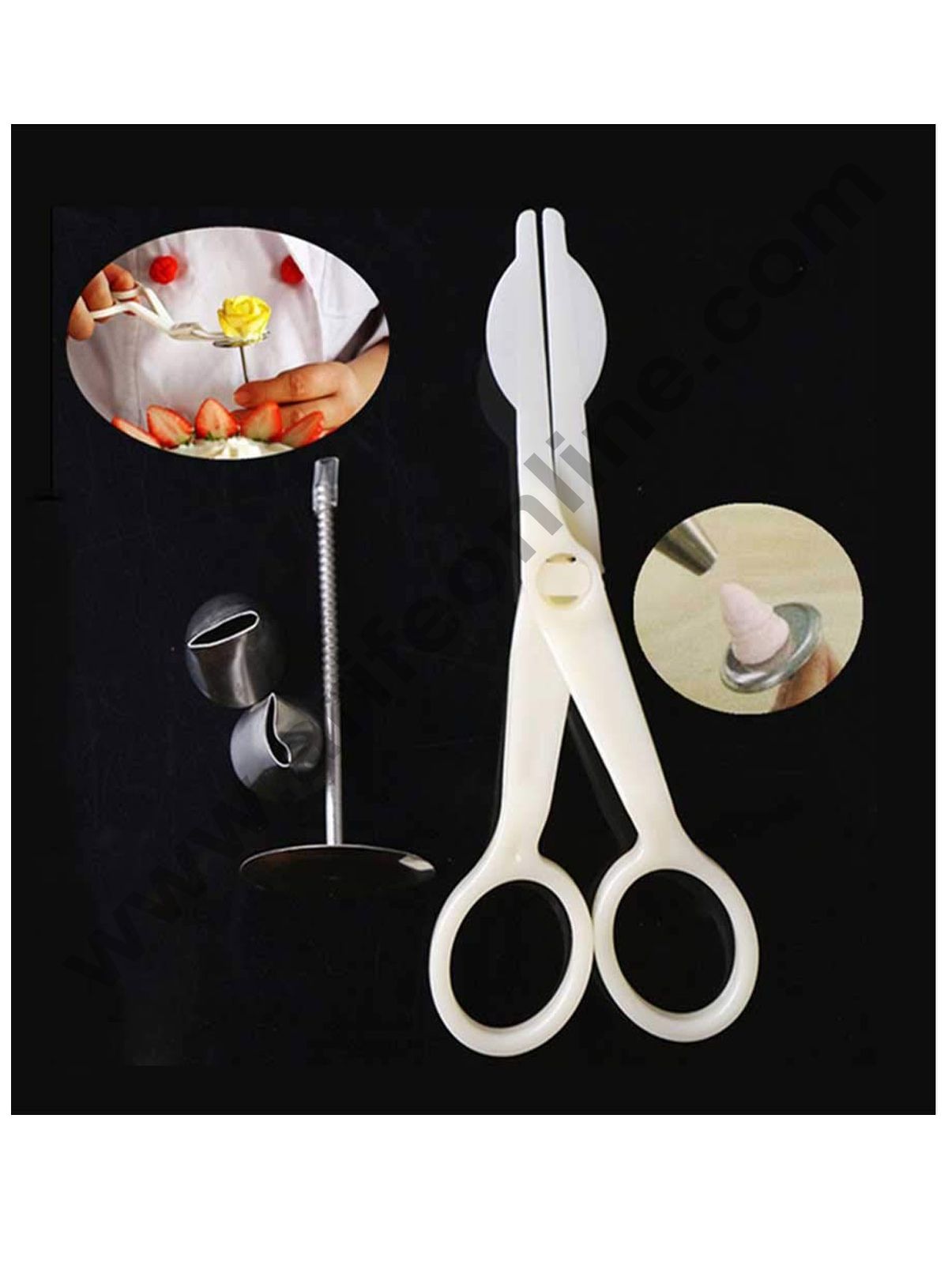 Cake Decor 4Pcs/Set Icing Piping Nozzle Scissors Flower Lifter Stand Nail Cake Decorating Tools