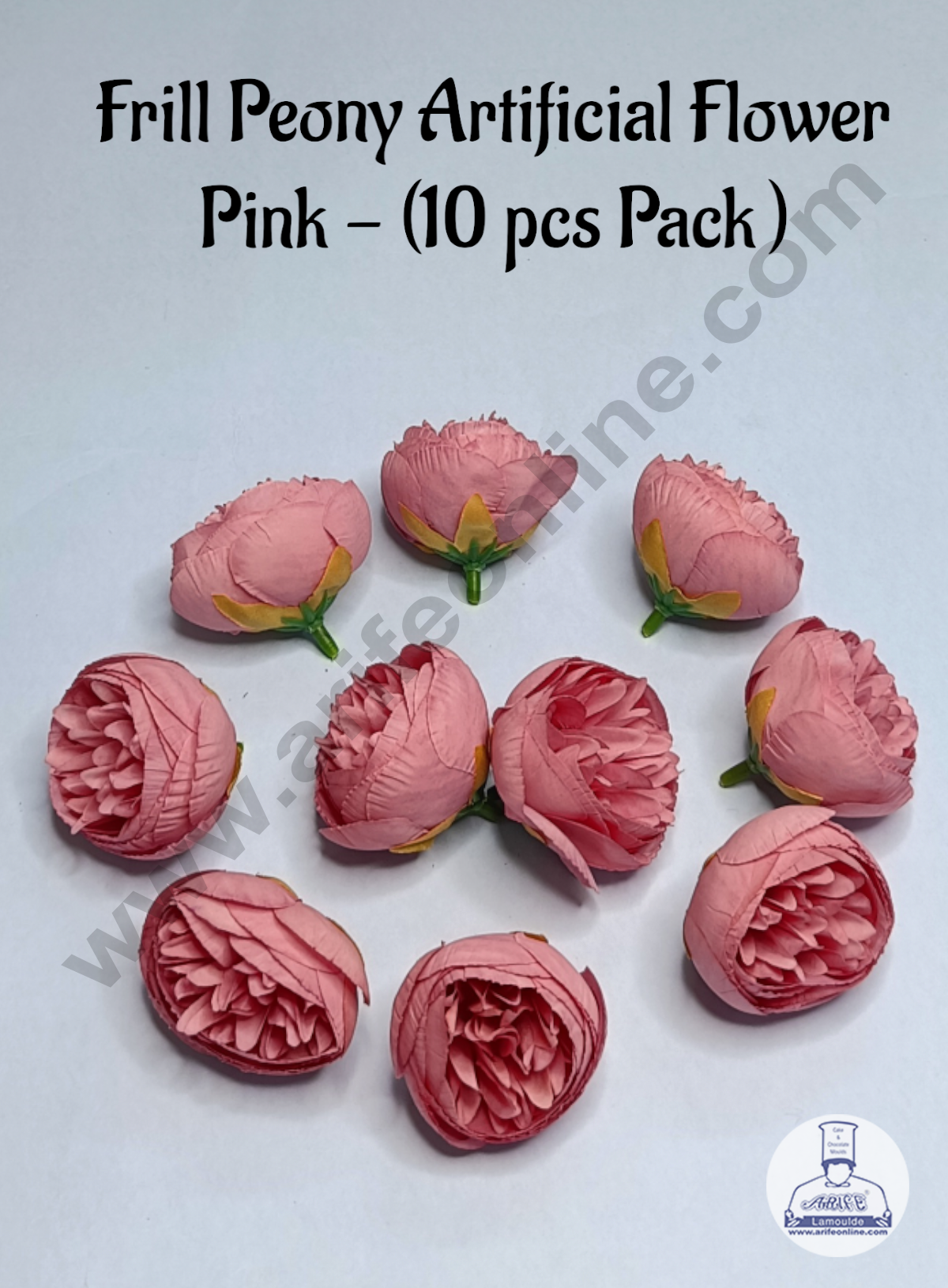 Cake Decorβ’ Frill Peony Artificial Flower For Cake Decoration β Pink ( 10 pc pack )