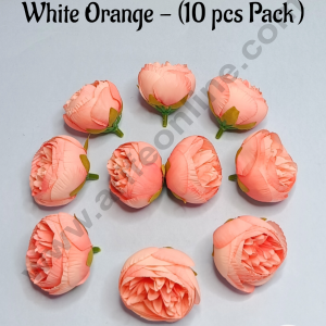 Cake Decorβ’ Frill Peony Artificial Flower For Cake Decoration β Orange White ( 10 pc pack )